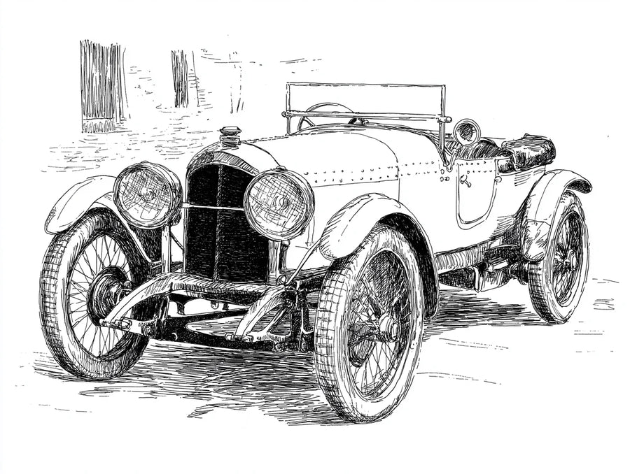 Vintage Roadster Skizzen-Fototapete – Klassische Automobilkunst-Fototapete printable artwork