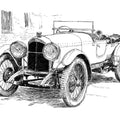 Vintage Roadster Sketch Mural Wallpaper — Classic Automotive Art Mural Wallpaper - room preview 04