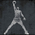 Basketball Player Silhouette Mural Wallpaper — Grunge Charcoal Mural Wallpaper - room preview 04