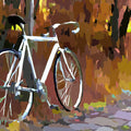 Autumn Bicycle Forest Mural Wallpaper — Abstract Seasonal Art Mural Wallpaper - room preview 04