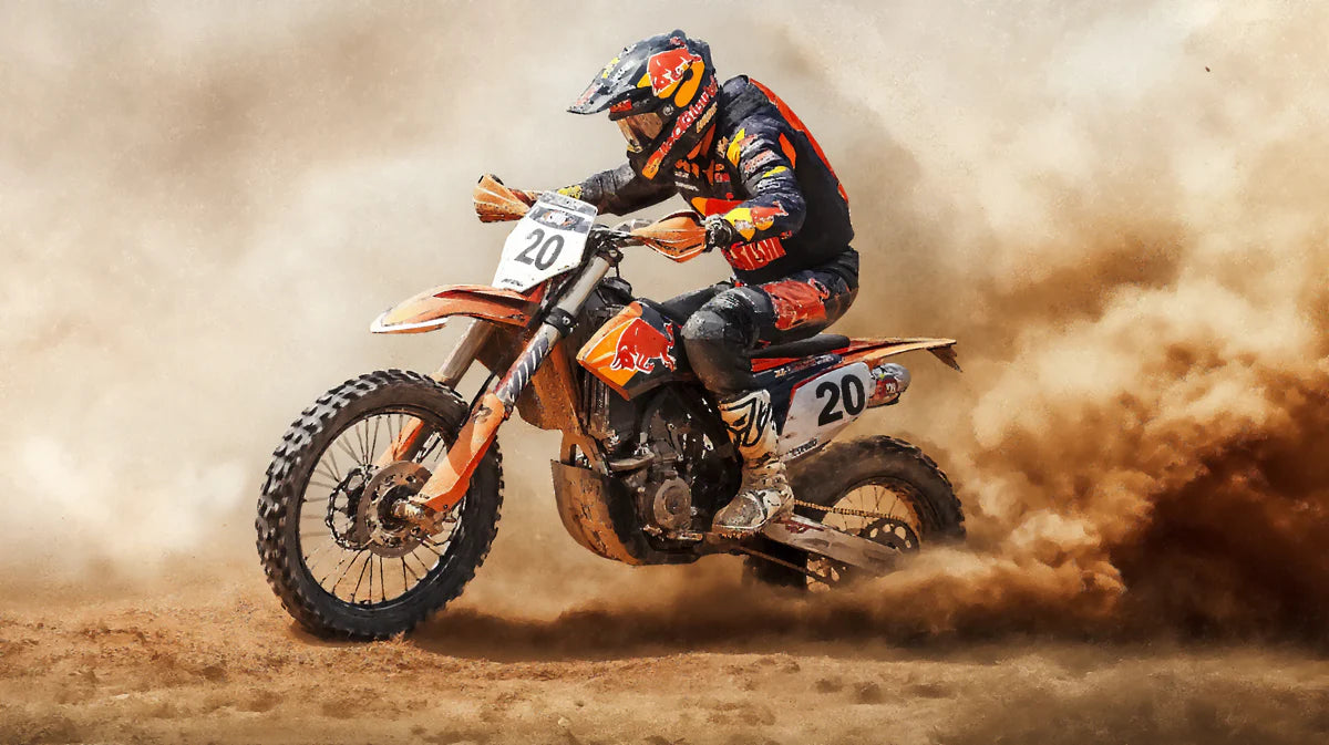 Desert Motocross Dust Trail Mural Wallpaper — High-Octane Action Mural Wallpaper - room preview 04