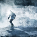 Snowboarder Silhouette Mural Wallpaper — Moody Watercolor Alpine Art Mural Wallpaper - room preview 04