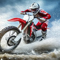Motocross Action Oil Painting Mural Wallpaper — Dynamic Sports Art Mural Wallpaper - room preview 04