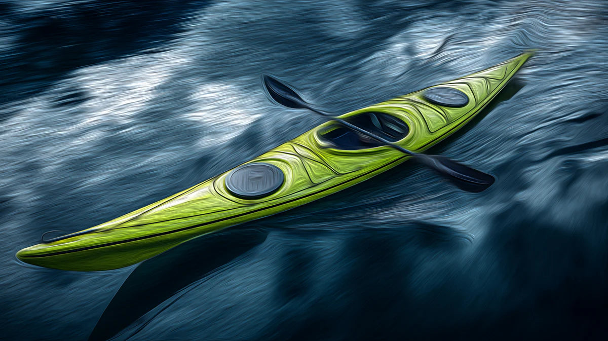 Neon Kayak on Dark Water Mural Wallpaper — Dynamic Oil Painting Mural Wallpaper - room preview 04