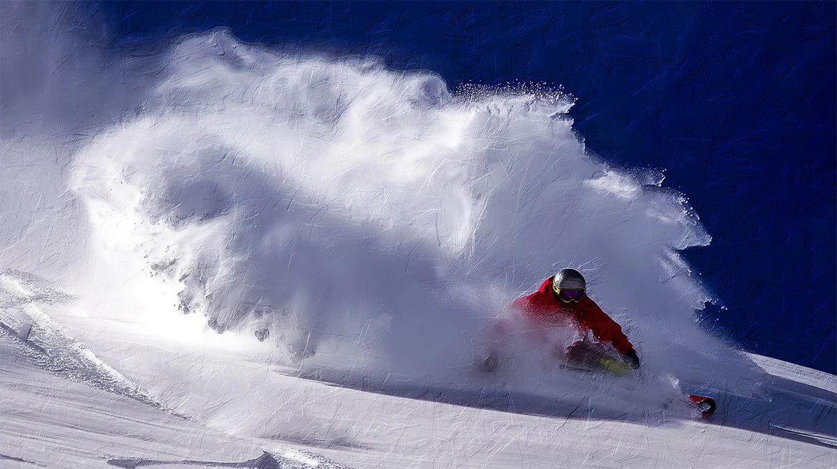 Snowboarder Carving Powder Mural Wallpaper — High-Impact Action Art Mural Wallpaper - room preview 04
