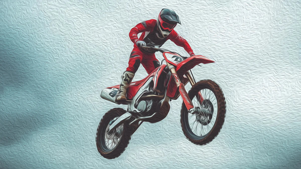 Motocross Air Jump Mural Wallpaper — Dynamic Oil Painting Style Mural Wallpaper - room preview 04