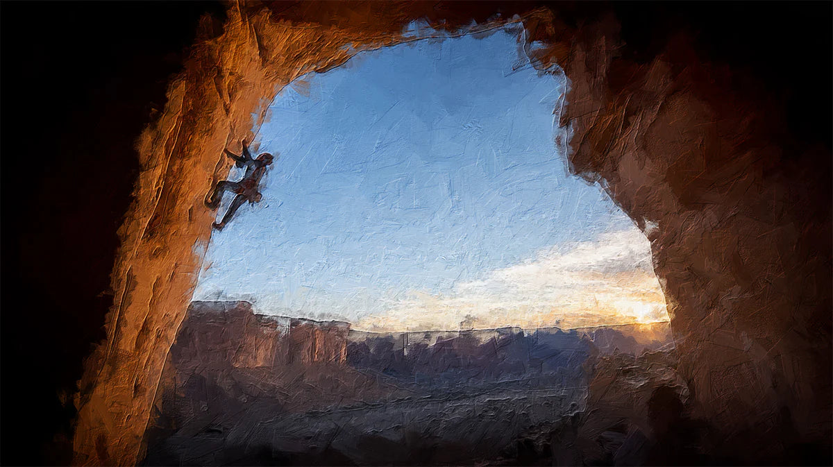 Rock Climber Cave Mural Wallpaper — Impressionistic Adventure Mural Mural Wallpaper - room preview 04