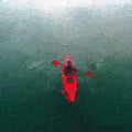 Solitary Red Kayak Mural Wallpaper — Impressionistic Oil Texture Mural Wallpaper - room preview 04