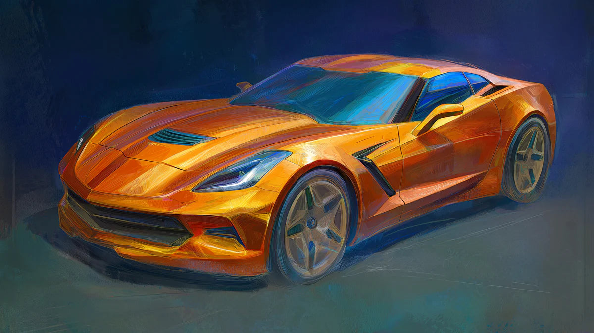 Impressionist Sports Car Mural Wallpaper — Vibrant Artistic Energy Mural Wallpaper - room preview 04