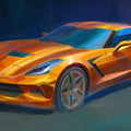 Impressionist Sports Car Mural Wallpaper — Vibrant Artistic Energy Mural Wallpaper - room preview 04