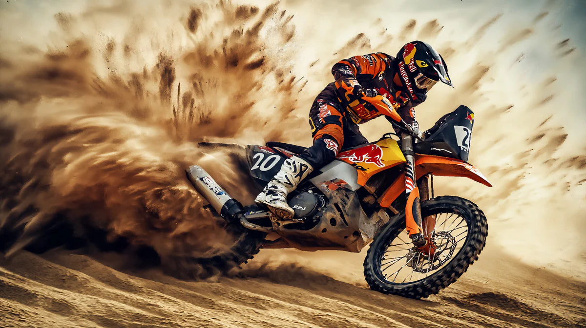 Desert Motocross Action Mural Wallpaper — High Energy Rally Design Mural Wallpaper - room preview 04