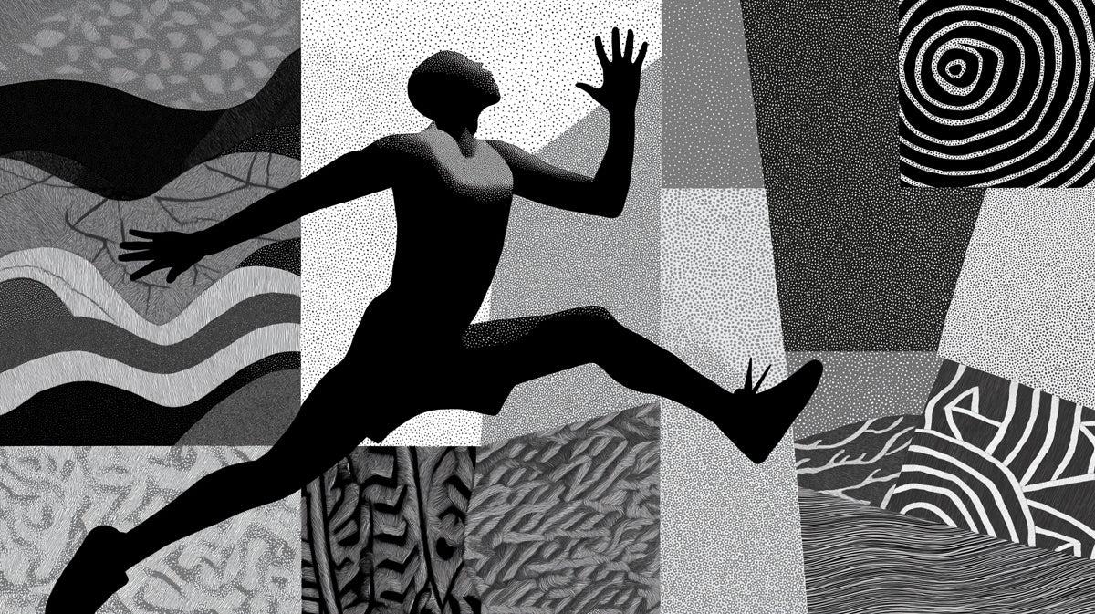 Athletic Silhouette Collage Mural Wallpaper — Graphic Monochromatic Mural Wallpaper - room preview 04