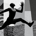 Athletic Silhouette Collage Mural Wallpaper — Graphic Monochromatic Mural Wallpaper - room preview 04