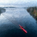 Red Kayak Forest River Mural Wallpaper Aerial View, Oil Painting, Moody Tones, Natural Landscape Mural Wallpaper - room preview 04