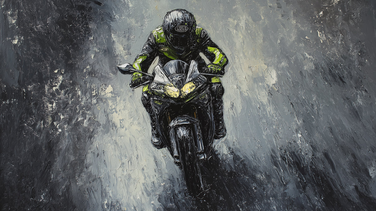 High-Speed Racer Oil Painting Mural Wallpaper — Dynamic Artistic Mural Wallpaper - room preview 04