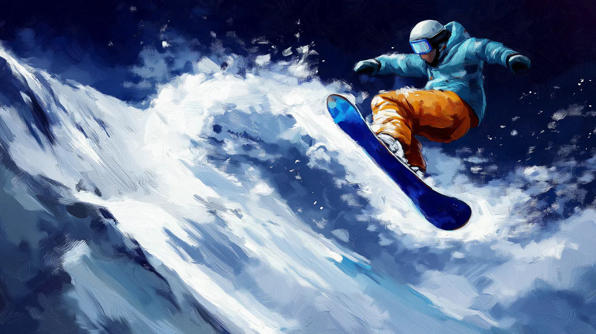Snowboarder Action Mural Wallpaper — Expressionist Mountain Art Mural Wallpaper - room preview 04