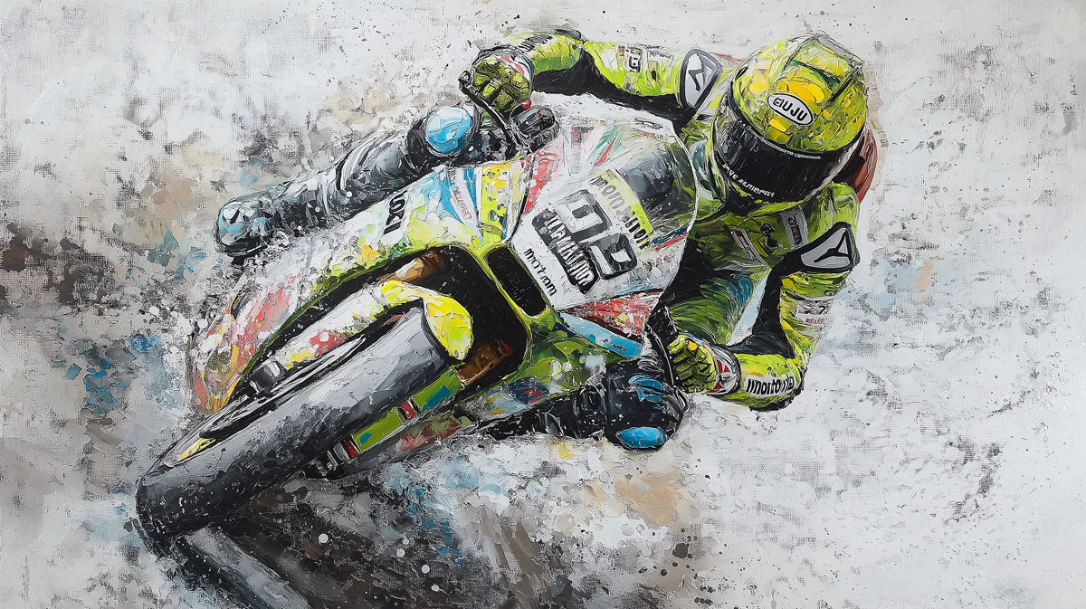 Road Racing Motorcycle Mural Wallpaper — Kinetic Art Style Mural Wallpaper - room preview 04