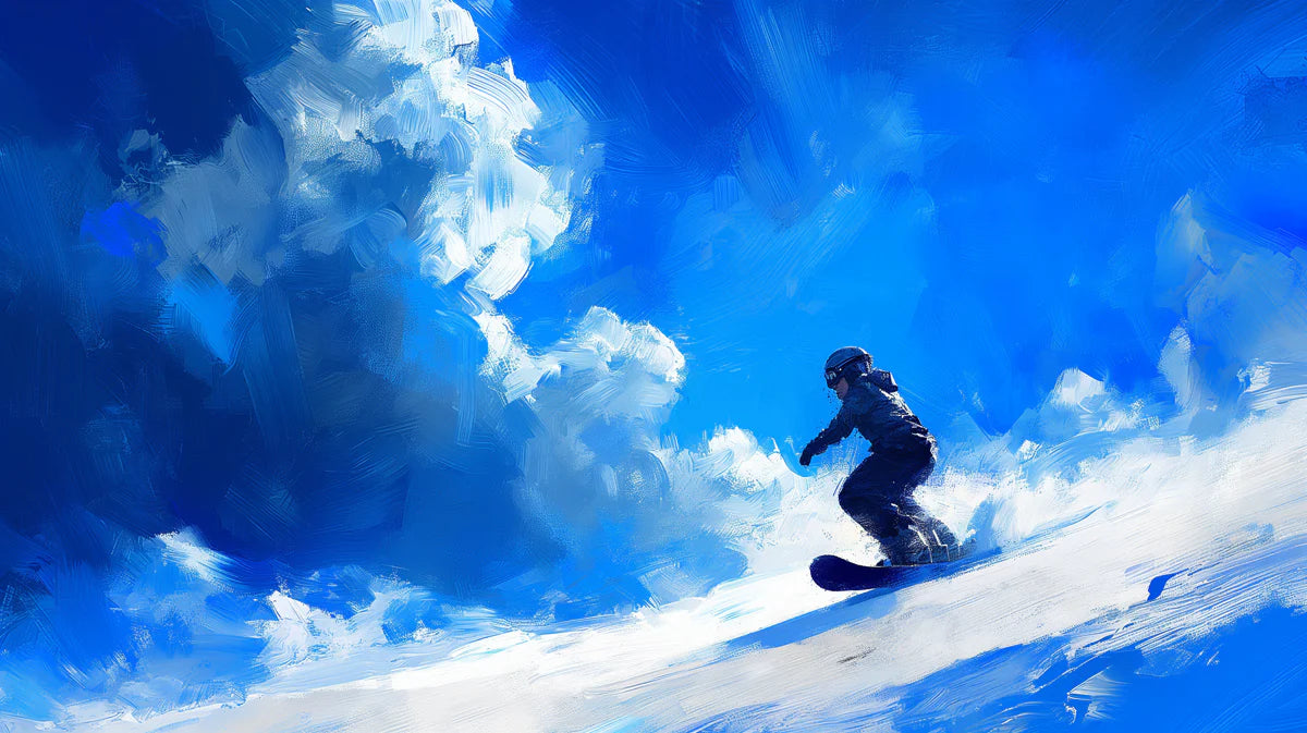 Snowboarder Brushstroke Mural Wallpaper — Energetic Blue Art Mural Wallpaper - room preview 04