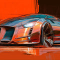 Concept Car Sketch Mural Wallpaper — Dynamic Industrial Line Art Mural Wallpaper - room preview 04