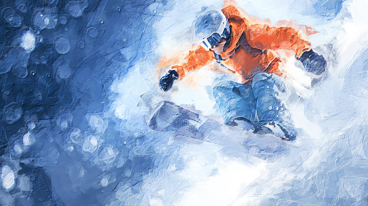 Snowboarder Action Mural Wallpaper — Dynamic Impressionist Art Mural Wallpaper - room preview 04