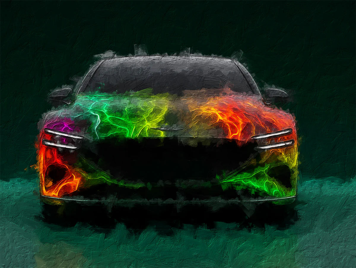 Neon Flame Luxury Car Mural Wallpaper — Abstract Artistic Energy Mural Wallpaper - room preview 04