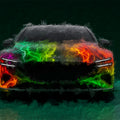 Neon Flame Luxury Car Mural Wallpaper — Abstract Artistic Energy Mural Wallpaper - room preview 04