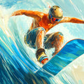 Snowboarder Big Wave Mural Wallpaper — Dynamic Action Sport Art Mural Wallpaper - room preview 04