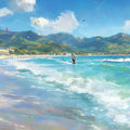 Mediterranean Coastal Windsurfing Mural Wallpaper — Impressionist Art Mural Wallpaper - room preview 04