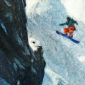 Snowboarder Descent Mural Wallpaper — Oil Painting Mountain Art Mural Wallpaper - room preview 04