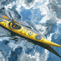 Kayaker on Swirling Waves Mural Wallpaper — Dynamic Vector Graphic Mural Wallpaper - room preview 04