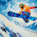 Snowboarder Jump Oil Painting Mural Wallpaper — Expressionist Art Mural Wallpaper - room preview 04