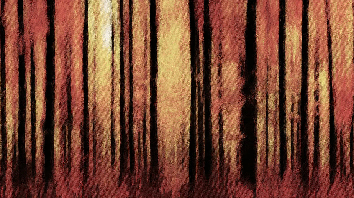 Fiery Autumn Forest Mural Wallpaper — Impressionistic Oil Style Mural Wallpaper - room preview 04