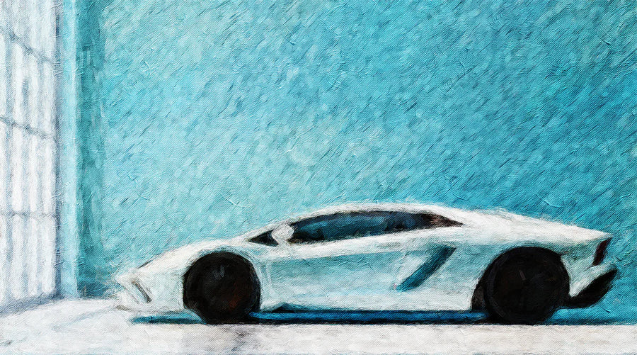 Papier peint mural abstrait Voiture de sport – Papier peint mural artistique impressionniste sarcelle printable artwork