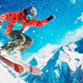 Snowboarder Action Oil Painting Mural Wallpaper — Expressive Winter Art Mural Wallpaper - room preview 04
