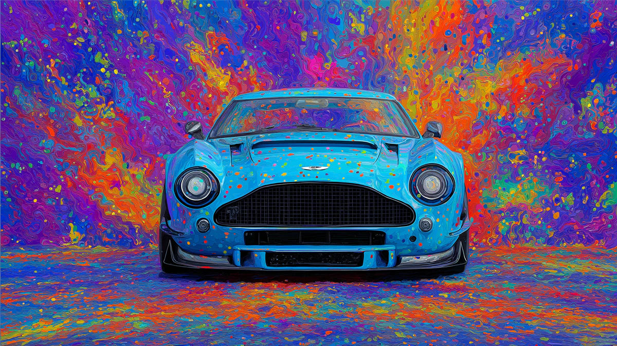 Abstract Sports Car Splatter Mural Wallpaper — Vibrant Pop Art Mural Wallpaper - room preview 04
