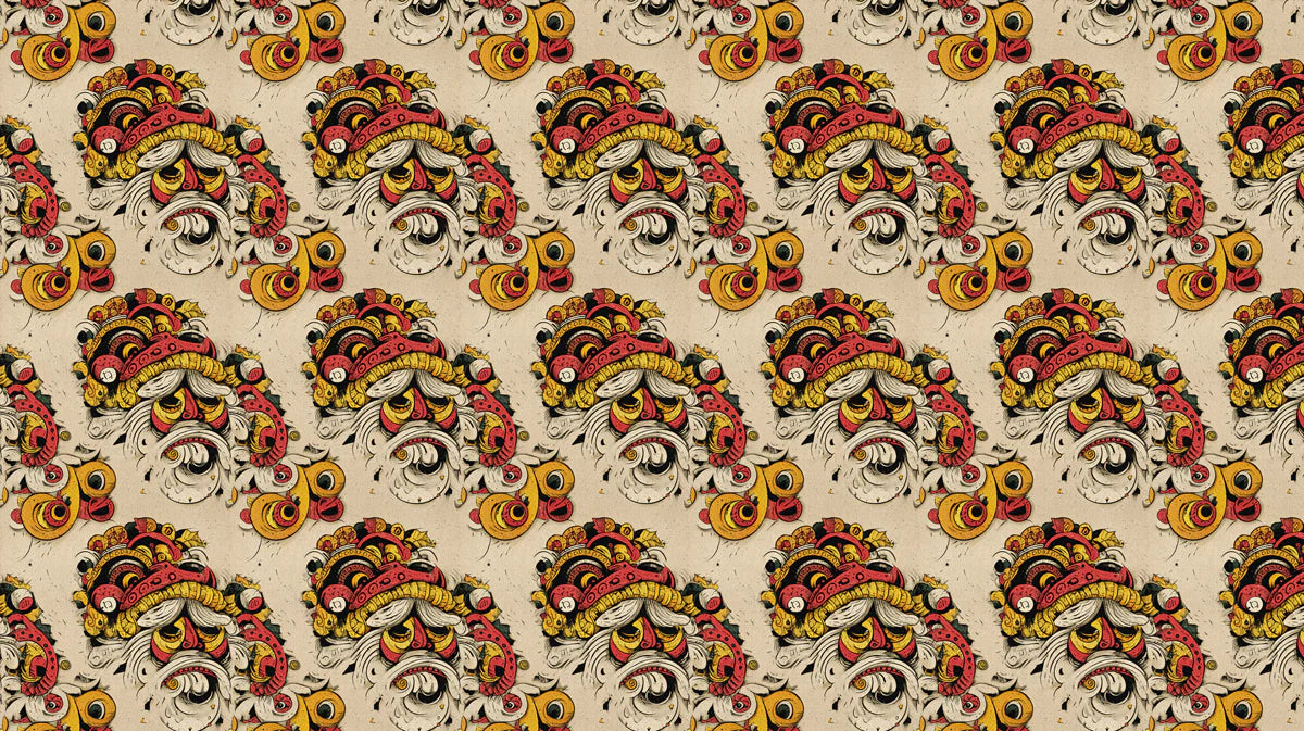 Eastern Dragon Folk Art Mural Wallpaper — Vibrant Mythical Motif Mural Wallpaper - room preview 04