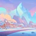 Arctic Christmas Village Mural Wallpaper — Whimsical Winter Scene Mural Wallpaper - room preview 04