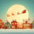 Christmas Village Night Mural Wallpaper — Whimsical Holiday Scene Mural Wallpaper - room preview 04
