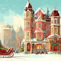Victorian Christmas Town Mural Wallpaper — Festive Holiday Scene Mural Wallpaper - room preview 04