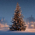 Snowy Western Town Christmas Mural Wallpaper — Cinematic Night Scene Mural Wallpaper - room preview 04
