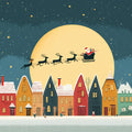 Christmas Village Night Mural Wallpaper — Whimsical Holiday Scene Mural Wallpaper - room preview 04