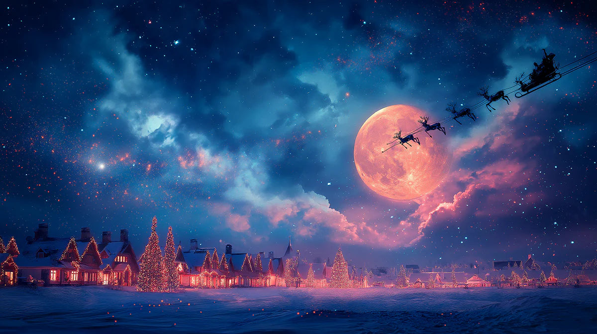 Celestial Christmas Night Mural Wallpaper — Festive Fantasy Scene Mural Wallpaper - room preview 04
