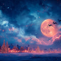 Celestial Christmas Night Mural Wallpaper — Festive Fantasy Scene Mural Wallpaper - room preview 04