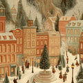 Victorian Town Square Mural Wallpaper — Vintage Holiday Scene Mural Wallpaper - room preview 04