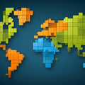Pixelated World Map Mural Wallpaper — Modern Geometric Relief Mural Wallpaper - room preview 04