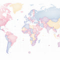 Pastel World Map Mural Wallpaper — Minimalist Cartography Mural Wallpaper - room preview 04