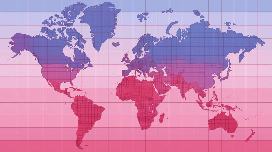 World Map Wallpaper Mural – Map Wall Mural – Global Gradient Map — Minimalist World Cartography printable artwork