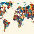 Patchwork World Map Mural Wallpaper — Geometric Global Art Mural Wallpaper - room preview 04