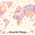 Pastel World Map Kids Mural Wallpaper Whimsical Motifs, Soft Geometric Blocks, Educational Nursery Art Mural Wallpaper - room preview 04
