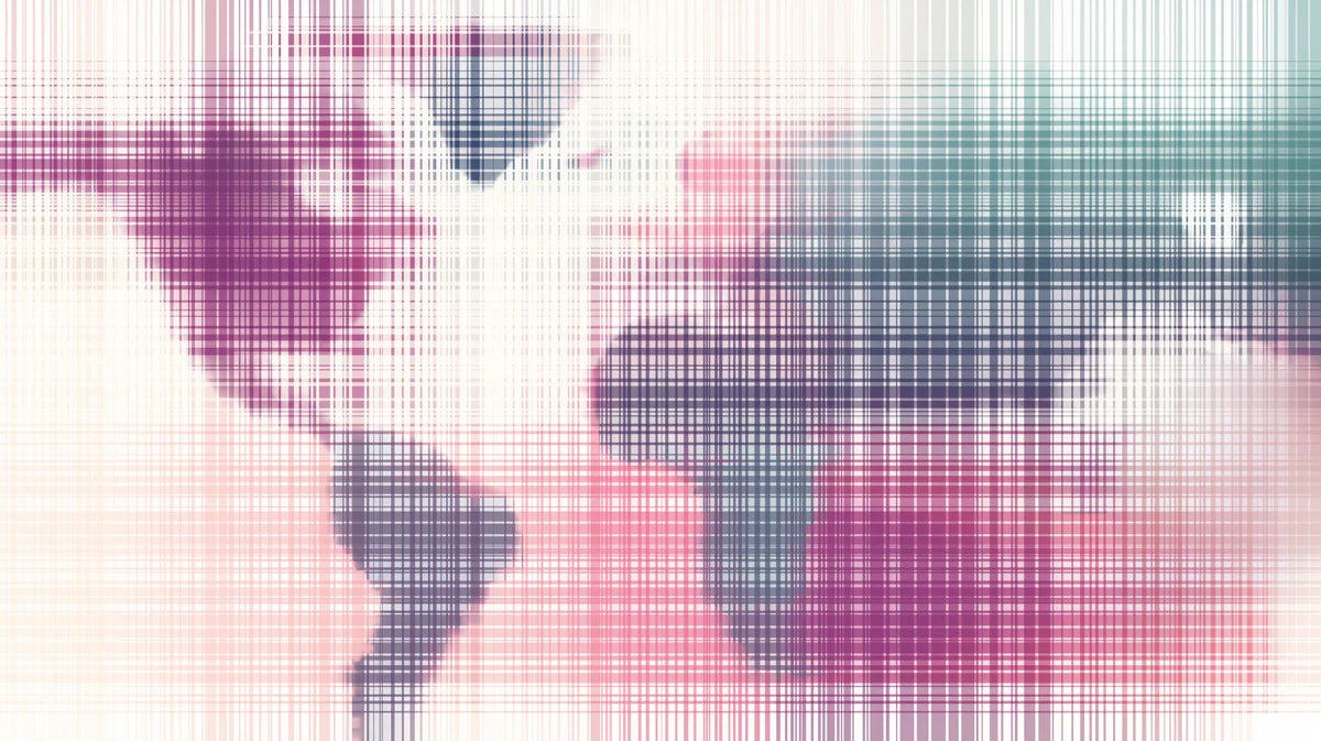 Blurred World Map Mural Wallpaper — Modern Crosshatch Art Mural Wallpaper - room preview 04